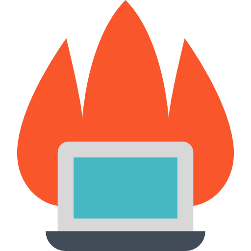 laptop on fire icon