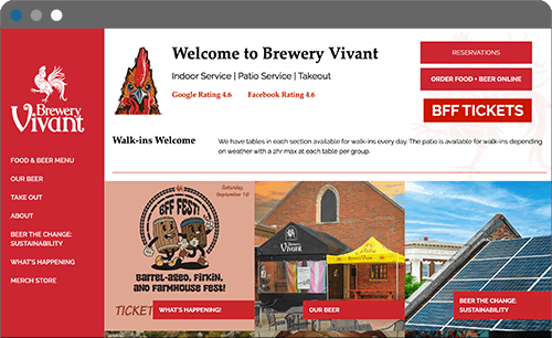 Brewery Vivant Homepage Screenshot
